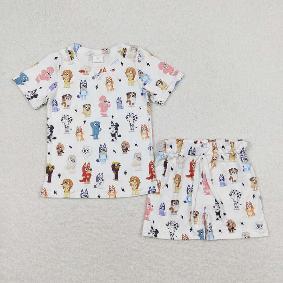 Short sleeves dog shirt shorts kids summer pajamas
