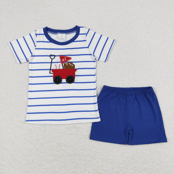 BSSO0540-- BASEBALL blue embroidery boy outfits