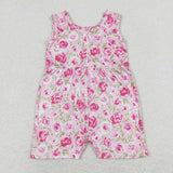 Sleeveless hot pink floral baby girls jumpsuit