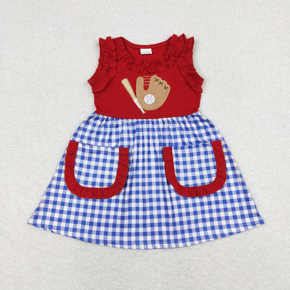 GSD0566--baseball red embroidery girls dress