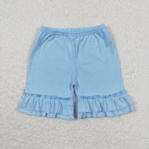 Aqua ruffle cotton baby girls summer shorts