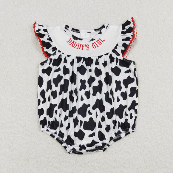 Daddy's girl cow print baby girls father's day romper