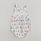 Sleeveless sailboat baby boys summer romper