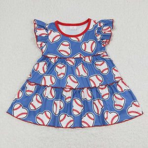 Flutter sleeves heart baseball baby girls shirt