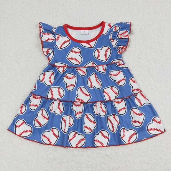 Flutter sleeves heart baseball baby girls shirt