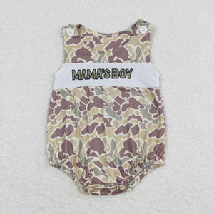 Sleeveles  mama's boy camo baby romper