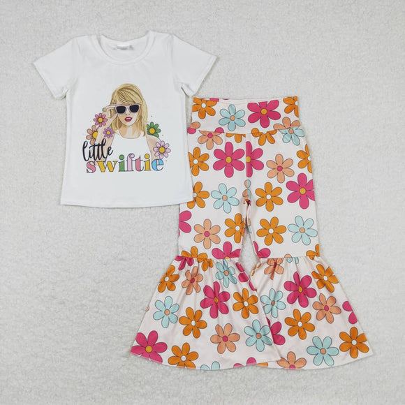 Short sleeves floral top pants singer girls outfits