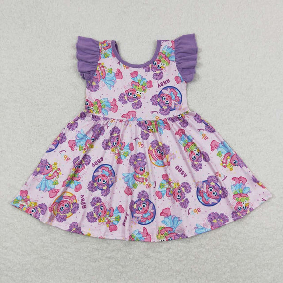 Lavender flutter sleeves baby girls twirl dresses