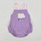 Embroidery Lavender pink rain ruffle baby girls summer bubble