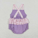 Embroidery Lavender pink rain ruffle baby girls summer bubble