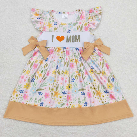 I love MOM bows floral baby girls dresses