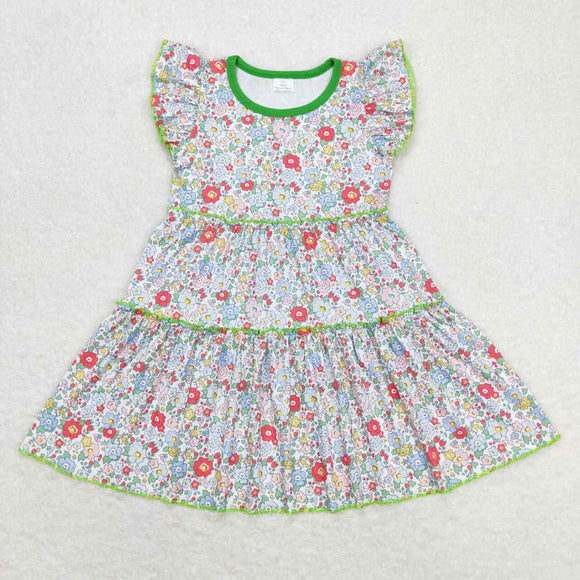 Flutter sleeves floral baby girls summer dresses