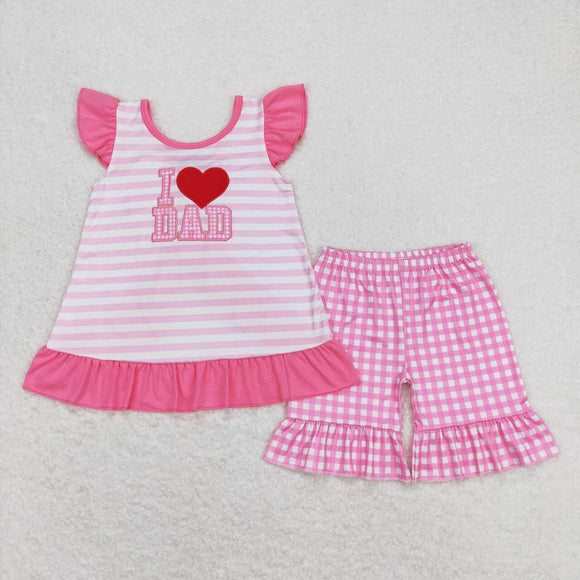 GSSO0563-- summer Embroidery  love dad shirt girls outfits