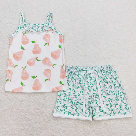 Pear ruffle top shorts girls summer clothing