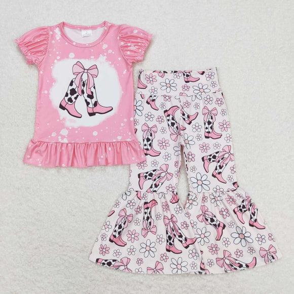 Cow boots top floral pants kids girls clothing