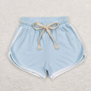 SS0289-waffle blue  kids girls summer shorts