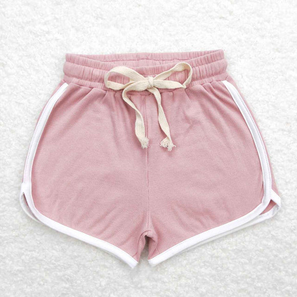 SS0292-waffle pink kids girls summer shorts