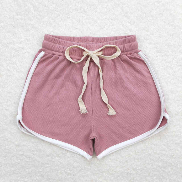SS0293-waffle pink kids girls summer shorts