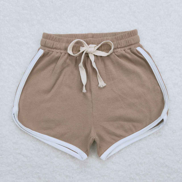 SS0294-waffle brown kids girls summer shorts