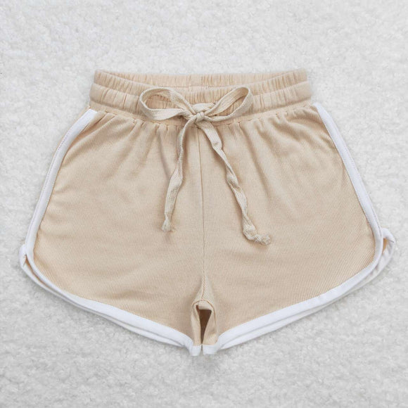 SS0295-waffle brown kids girls summer shorts