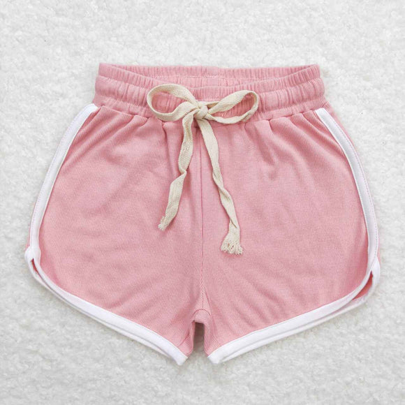 SS0291-waffle pink kids girls summer shorts