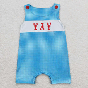 Sleeveless crawfish baby boy summer romper