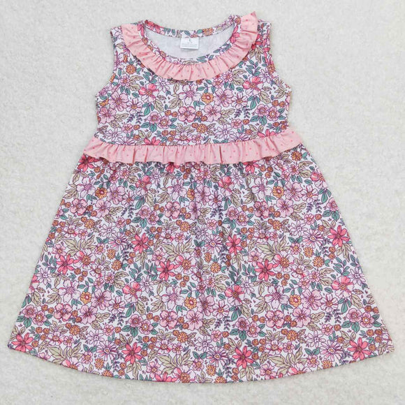 Ruffle sleeveless floral baby girls summer dresses