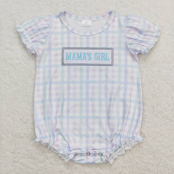 Embroidery Mama's girl plaid Mother's day baby romper