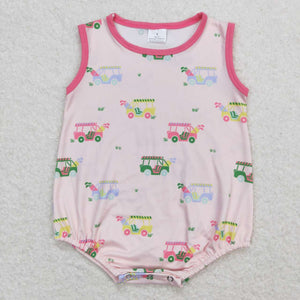 Sleeveless pink golf baby girls romper