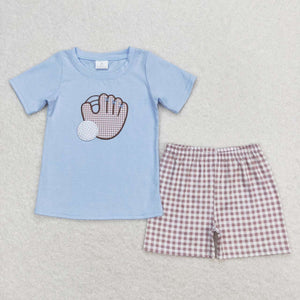 BSSO0723--embroidery softball blue summer boy outfits