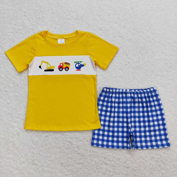 Yellow constructions kids boys summer clothes