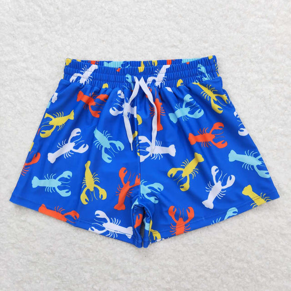 Colorful crawfish kids boys summer swim trunks