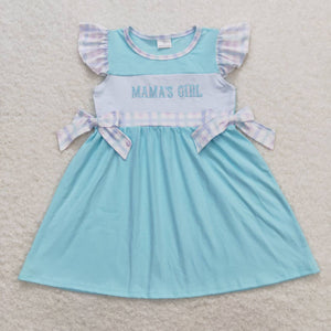 Embroidery Mama's girls flutter sleeves kids mother's day dress