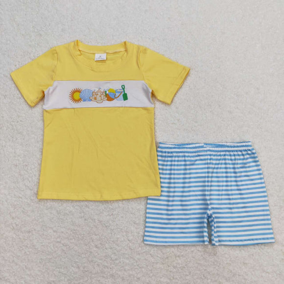 BSSO0397-- summer Beach toy embroidery boys outfits