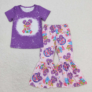 Lavender bleached top bell  bottom pants girls clothes