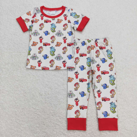 Short sleeves red toy kids boys pajamas
