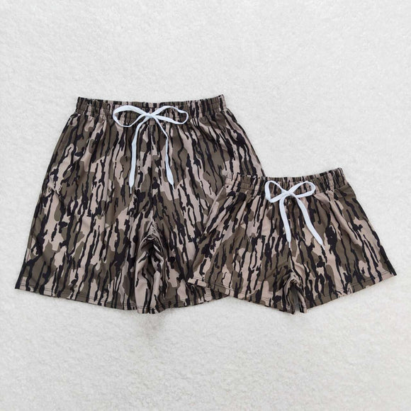 Camo print kids and adult summer Swimming trunks