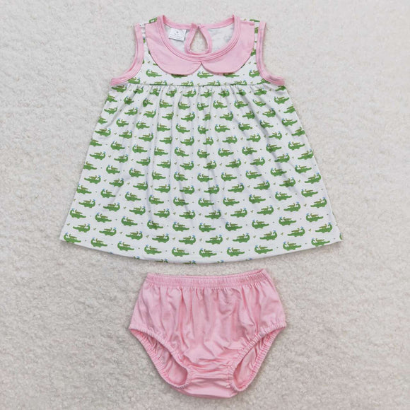 Crocodile tunic pink bummies baby girls clothing
