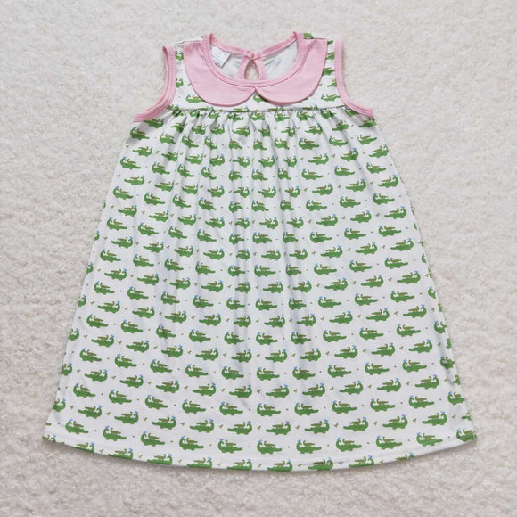 Pink sleeveless crocodile baby girls summer dress
