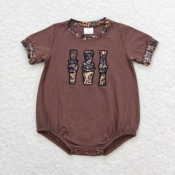 Embroidery Short sleeves camo duck call baby boy romper