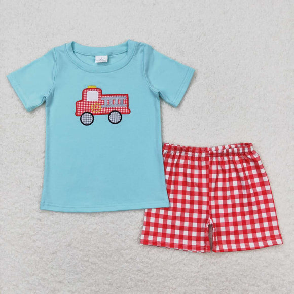 BSSO0549--blue embroidery boy outfits