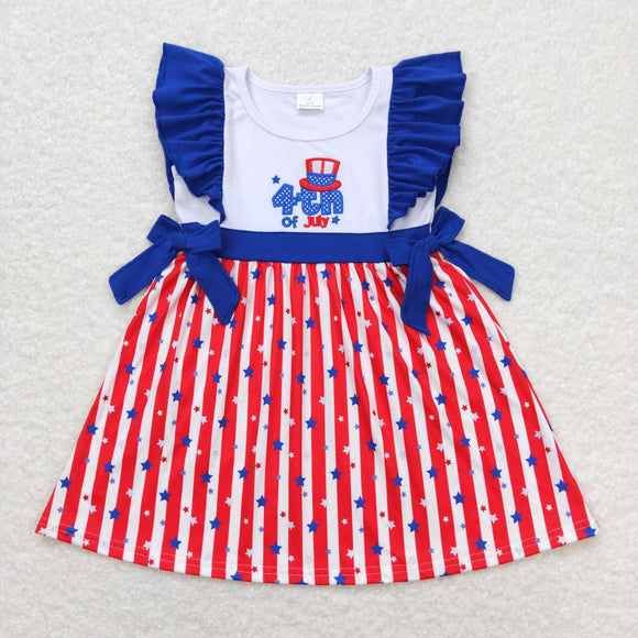 GSD0674--4th July short sleeve embroidery girl dress