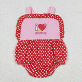 embroidery I love my mommy heart polka dots baby girls romper