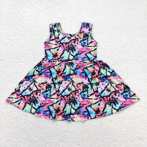Sleeveless tie dye beach Coconut palm girls summer dresses
