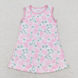 Pink sleeveless floral baby girls summer dress