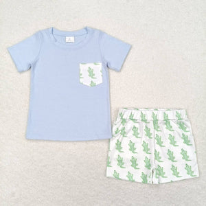 Short sleeves crocodile top shorts boys summer clothing