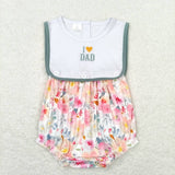 Sleeveless embroidery I love DAD floral baby girls romper
