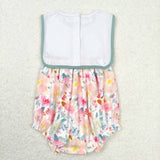 Sleeveless embroidery I love DAD floral baby girls romper