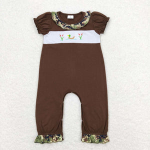 SR0582-- embroidery mallard girls romper