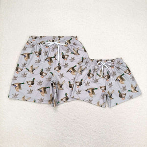 mallard duck print kids and adult summer Swimming trunks